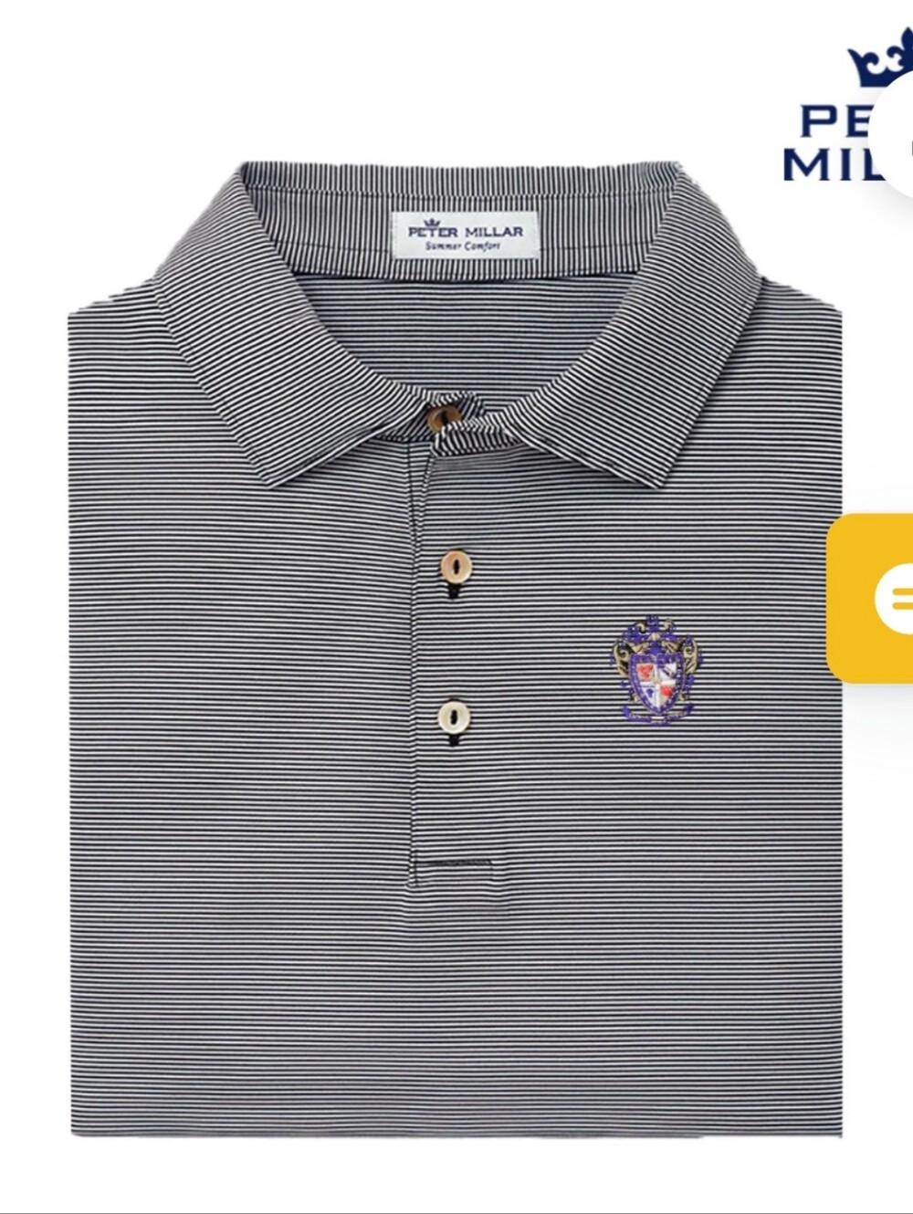 SSAE Peter Millar Jubilee Stripe Summer Comfort Stretch Jersey Polo with Crest L